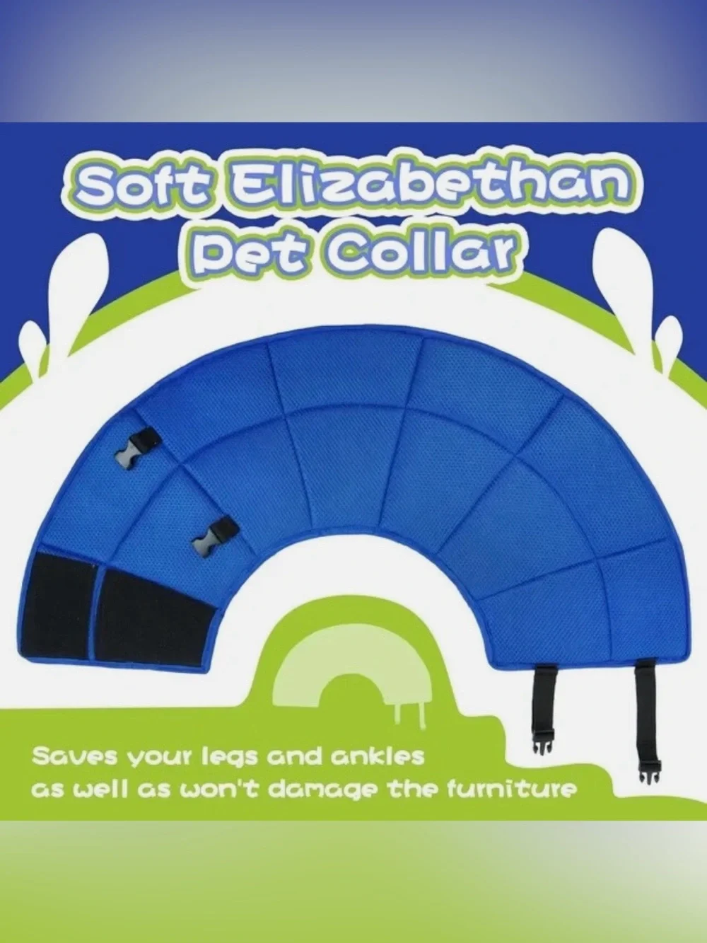 Dog Pet Recovery Soft Collar Cone Elizabethan Flex Breathable Adjustable Sz Med